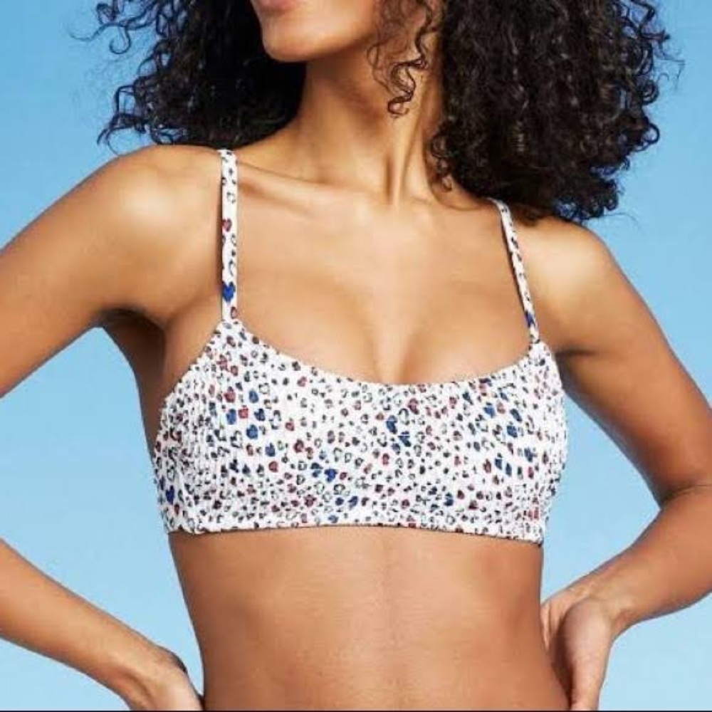 Xhilaration Juniors Smocked animal print Bralette Bikini Top size small